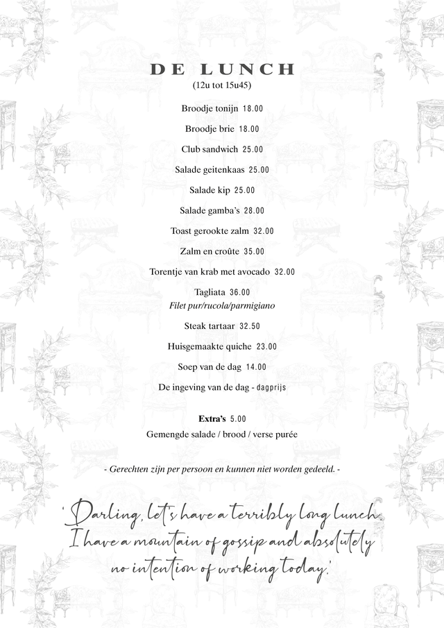 Salon de thé Claude menu