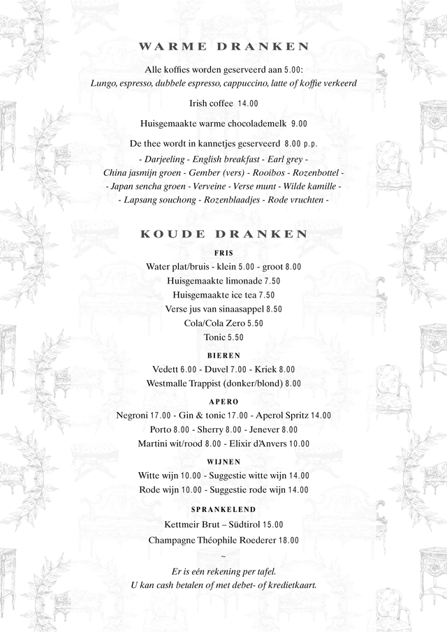Salon de thé Claude menu