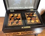 Inside of Turbridge Micro Mosai Compartment Tea Caddy
