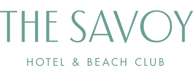 The Savoy Hotel & Beach Club logo in teal text on a white background