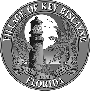Village of Key Biscayne, Florida seal with lighthouse and palm trees, “Island Paradise,” 1991