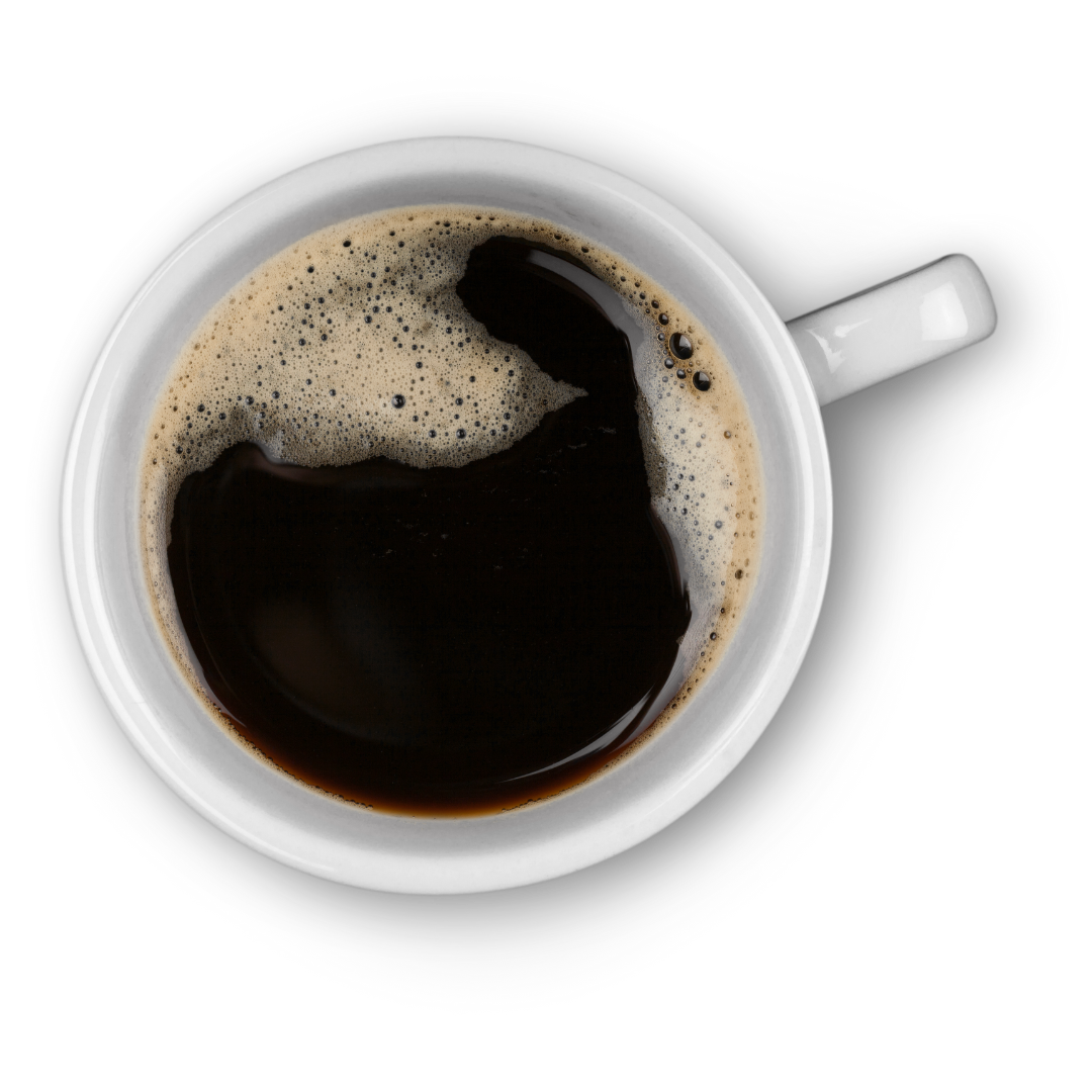 Hot cup of coffee from the top view