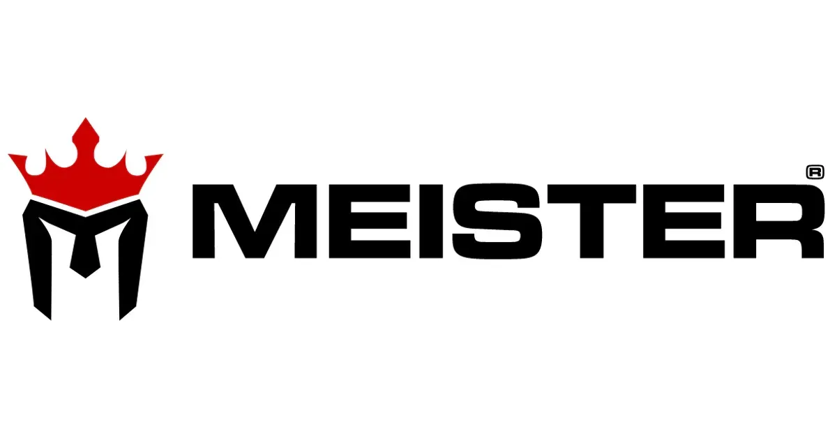MEISTER logo with red crown and black shield icon on white background