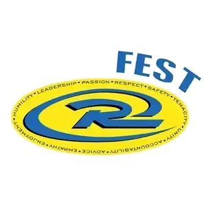 FEST logo with yellow oval and blue stylized “R” on white background