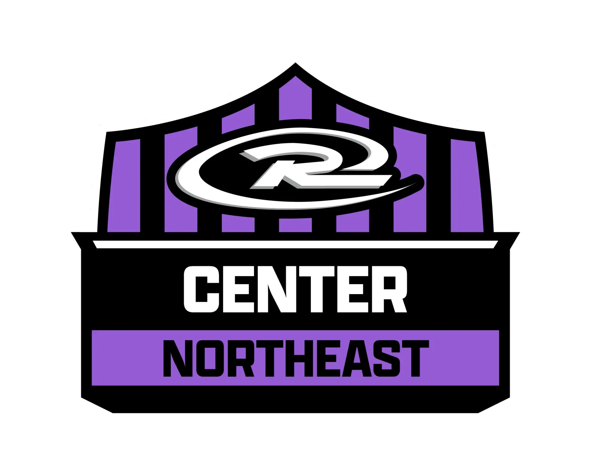 Logo for Center Northeast, purple and black with the letters