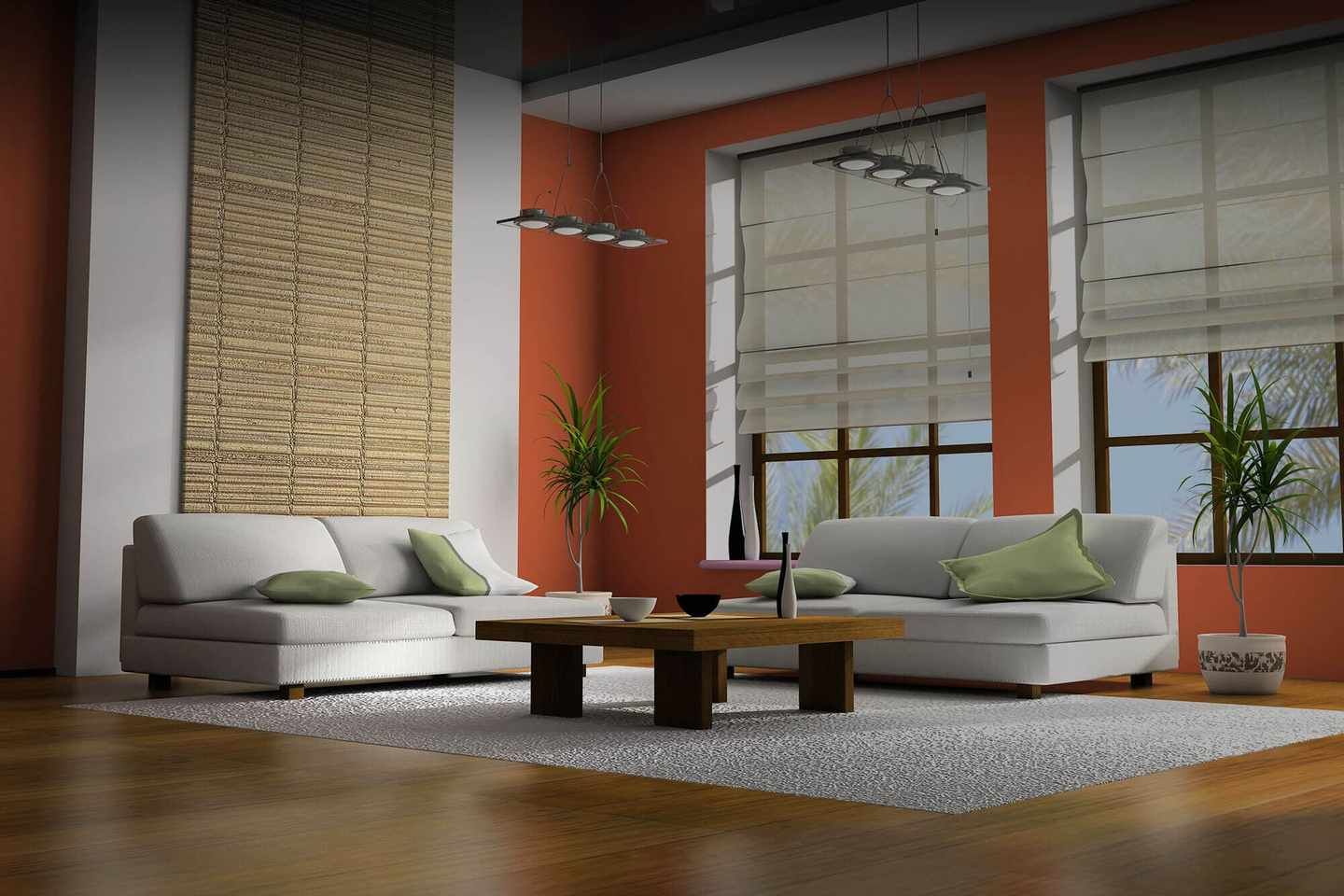Una sala de estar con un sofá y una mesa de café.