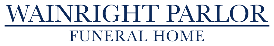 Wainright Parlor Funeral Home logo in blue serif text on a white background