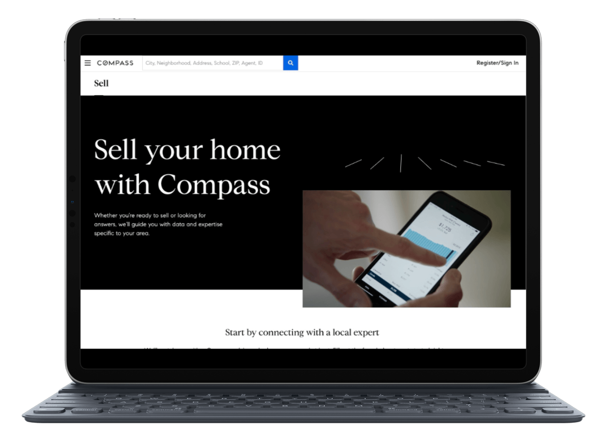 Desktop view of Sell your Home with Compass webpage