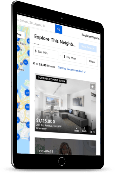 Mobile App View of Compass Property Listings