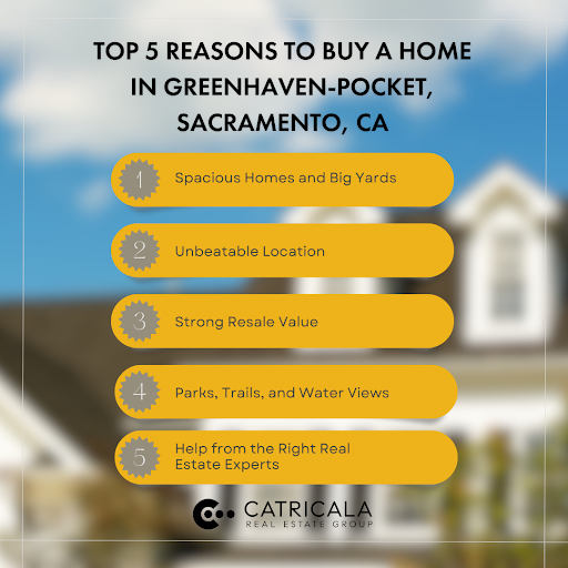 5 reasons to buy a home in Greenhaven-Pocket, Sacramento, CA: space, location, resale value, nature views, and expert help.