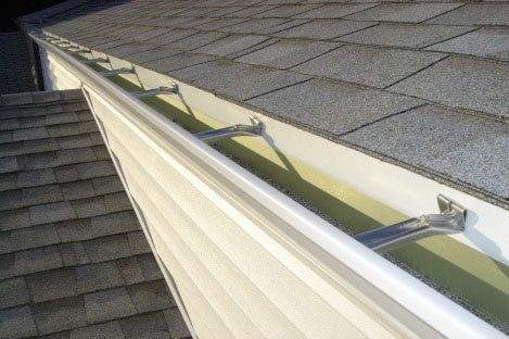 A close up of a gutter