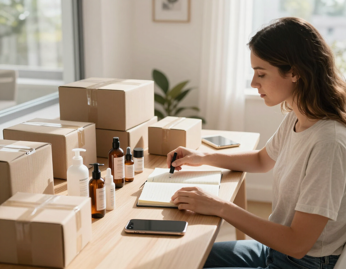 Persona organizando pedidos y contenidos de productos Bagués para venta online desde Rosario