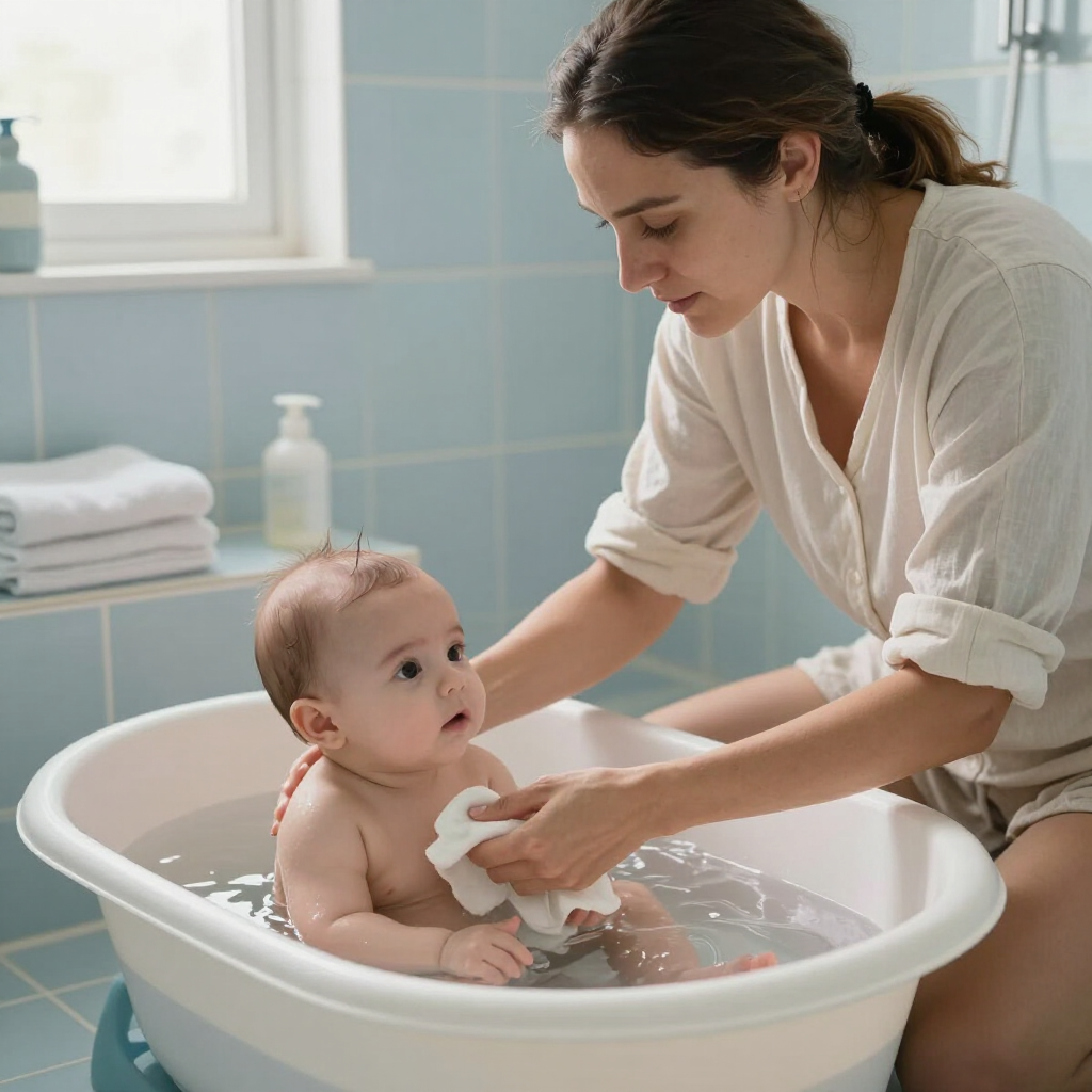 Artículos de aseo de spa y toallas blancas dobladas dispuestas sobre el mostrador del baño.