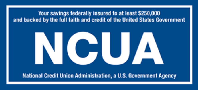 A blue sign that says ncua on it