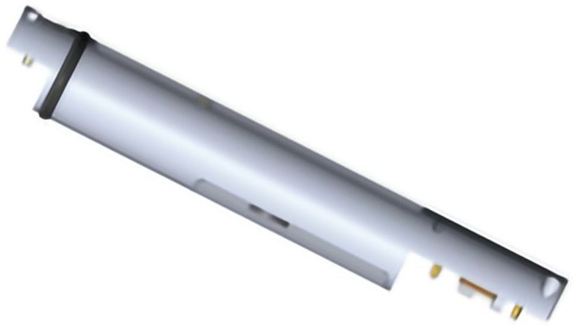 A drawing of a metal cylinder with a hole in the middle