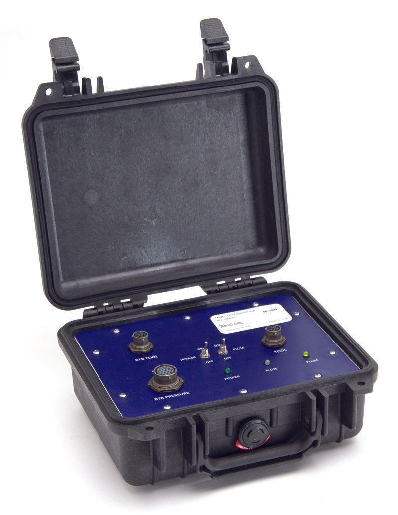 A black case with a blue board inside of it