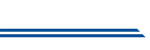 Two thick, horizontal, dark blue parallel lines with slanted, matching ends on a white background.