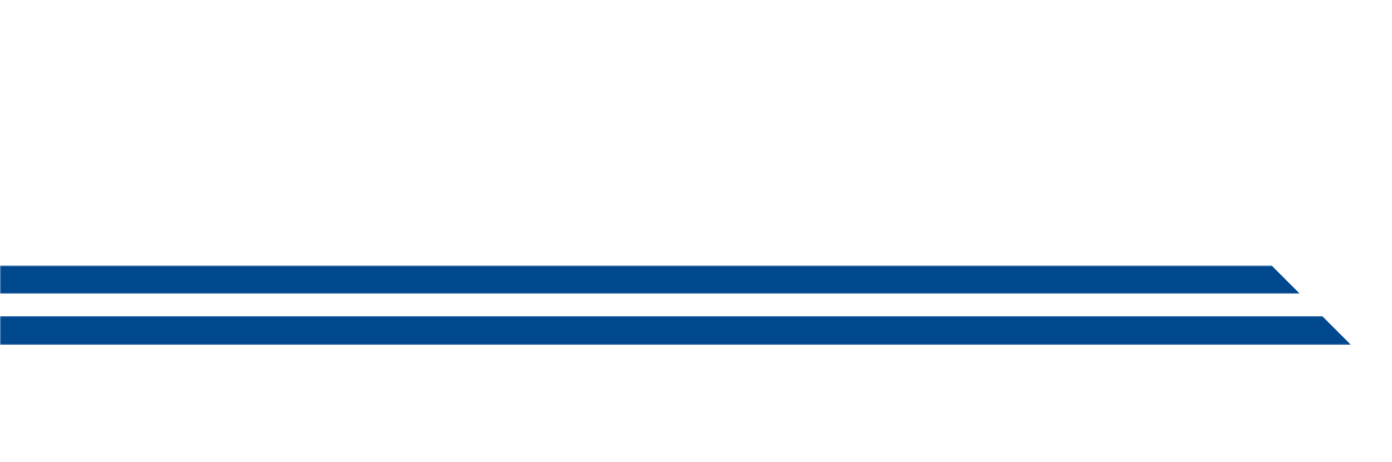 Two thick, horizontal, dark blue parallel lines with slanted, matching ends on a white background.
