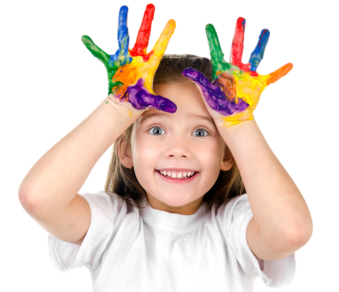 Happy Girl With Painted Hands