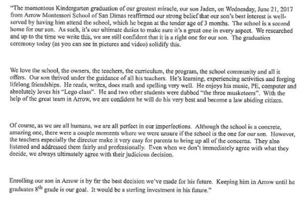 A piece of paper with a graduation speech on it