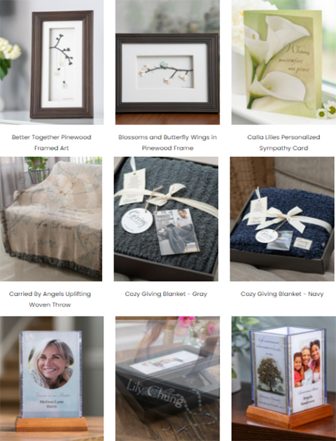 a collage of different types of gifts for a funeral