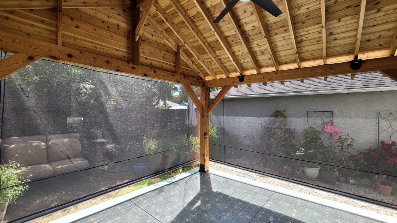 There is a ceiling fan in the gazebo.