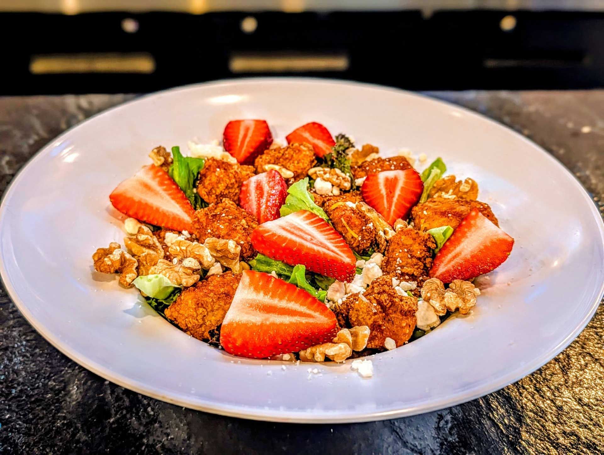 Strawberry-topped dessert