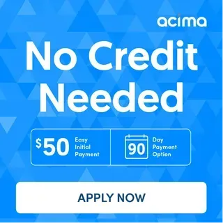 A blue sign that says no credit needed