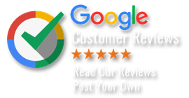 A google logo with a check mark and the words `` google customer reviews read our reviews post your own ''.