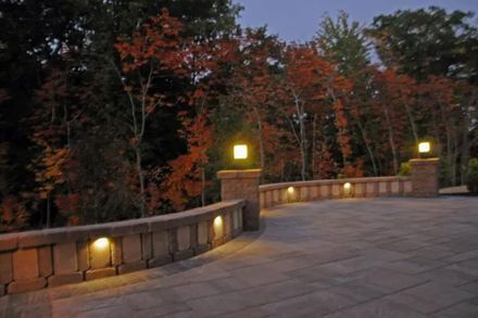 A Brick Walkway At Night With Trees In The Background — Menasha, WI — Artscapes COC