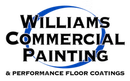 Logo for Williams Commercial Painting & Performance Floor Coatings featuring black text inside a blue oval.
