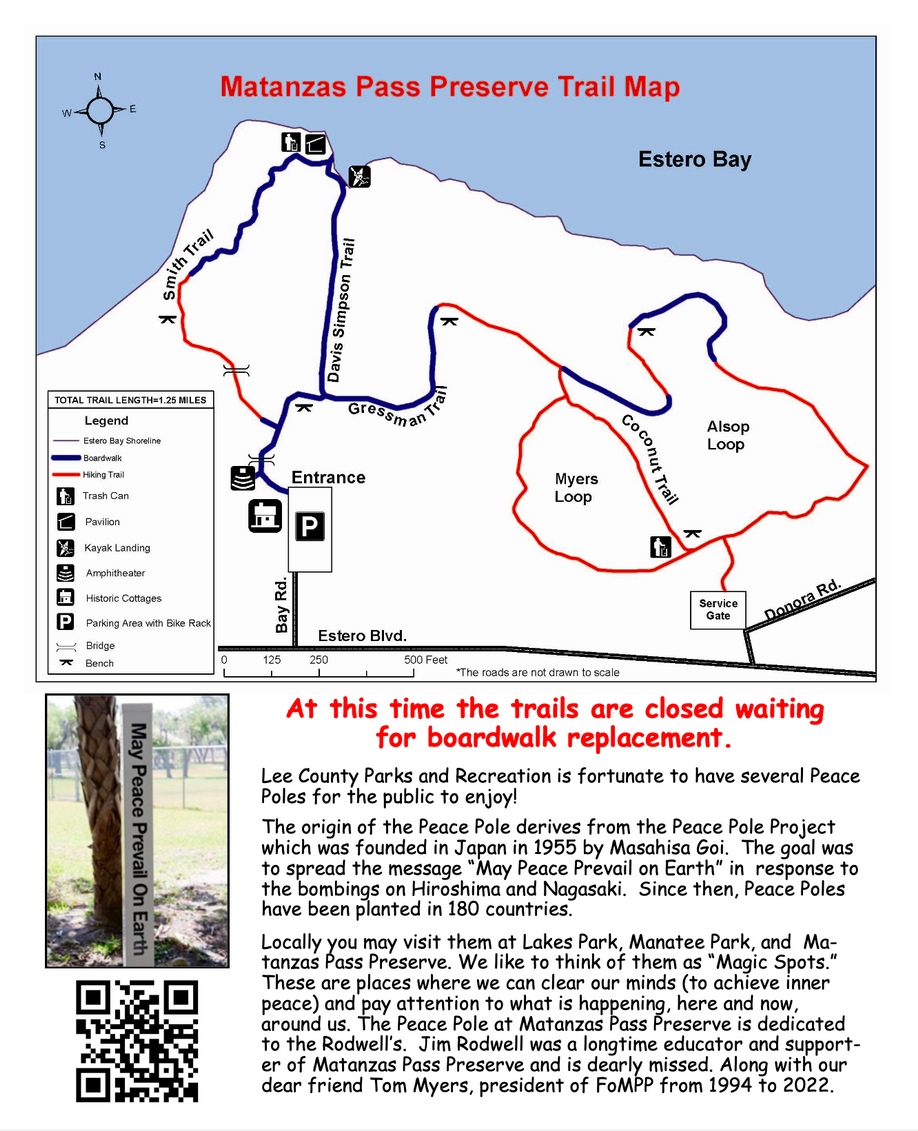 A map of the matanzas pass preserve trail