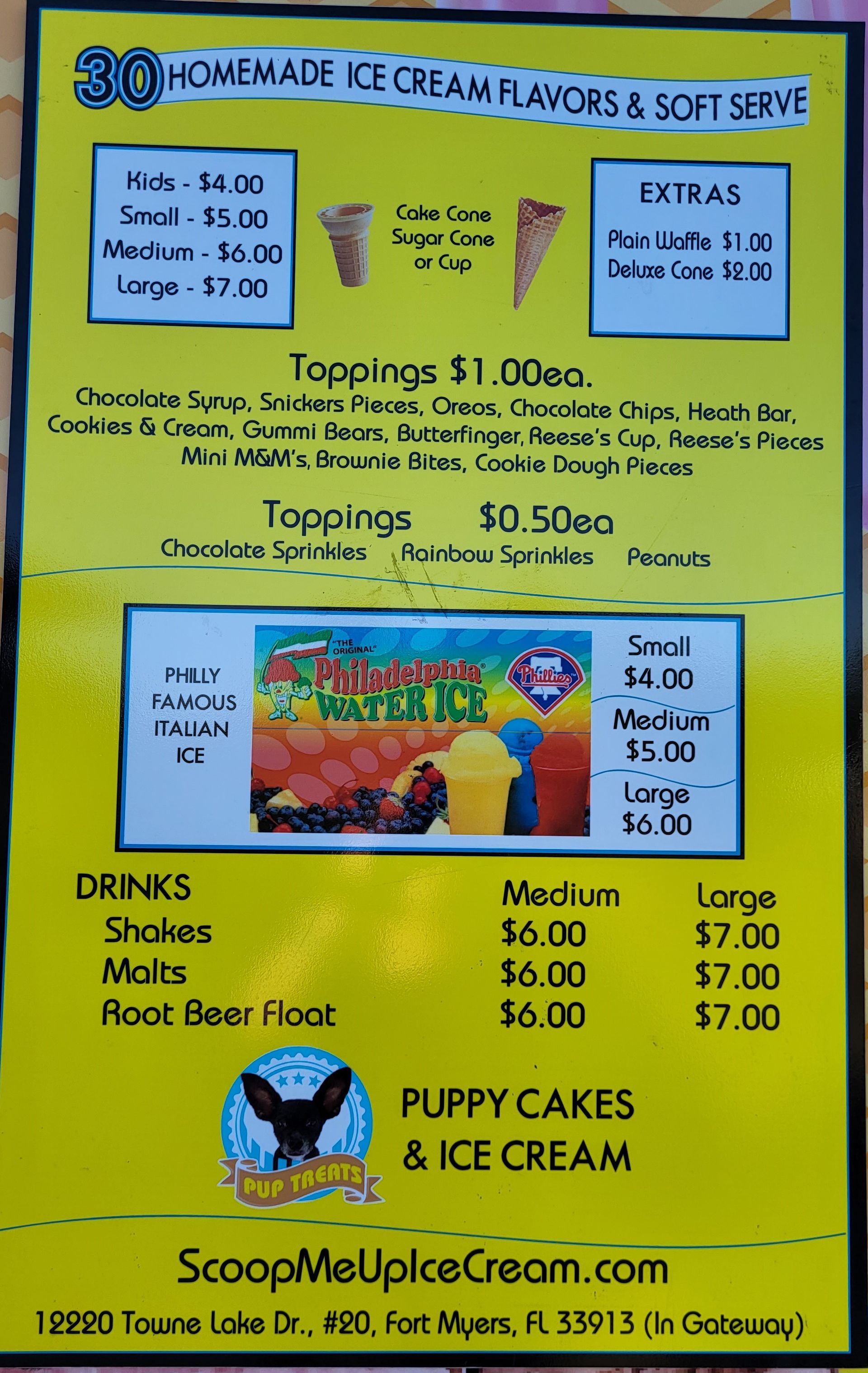 Menu board for 