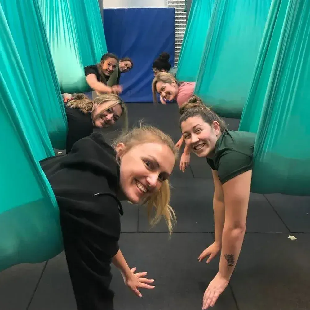 bungee fitness, birthday party, group fitness, gym, bungeefit, franchise, aerial, silk, hoop, trapeze, aerial yoga, 