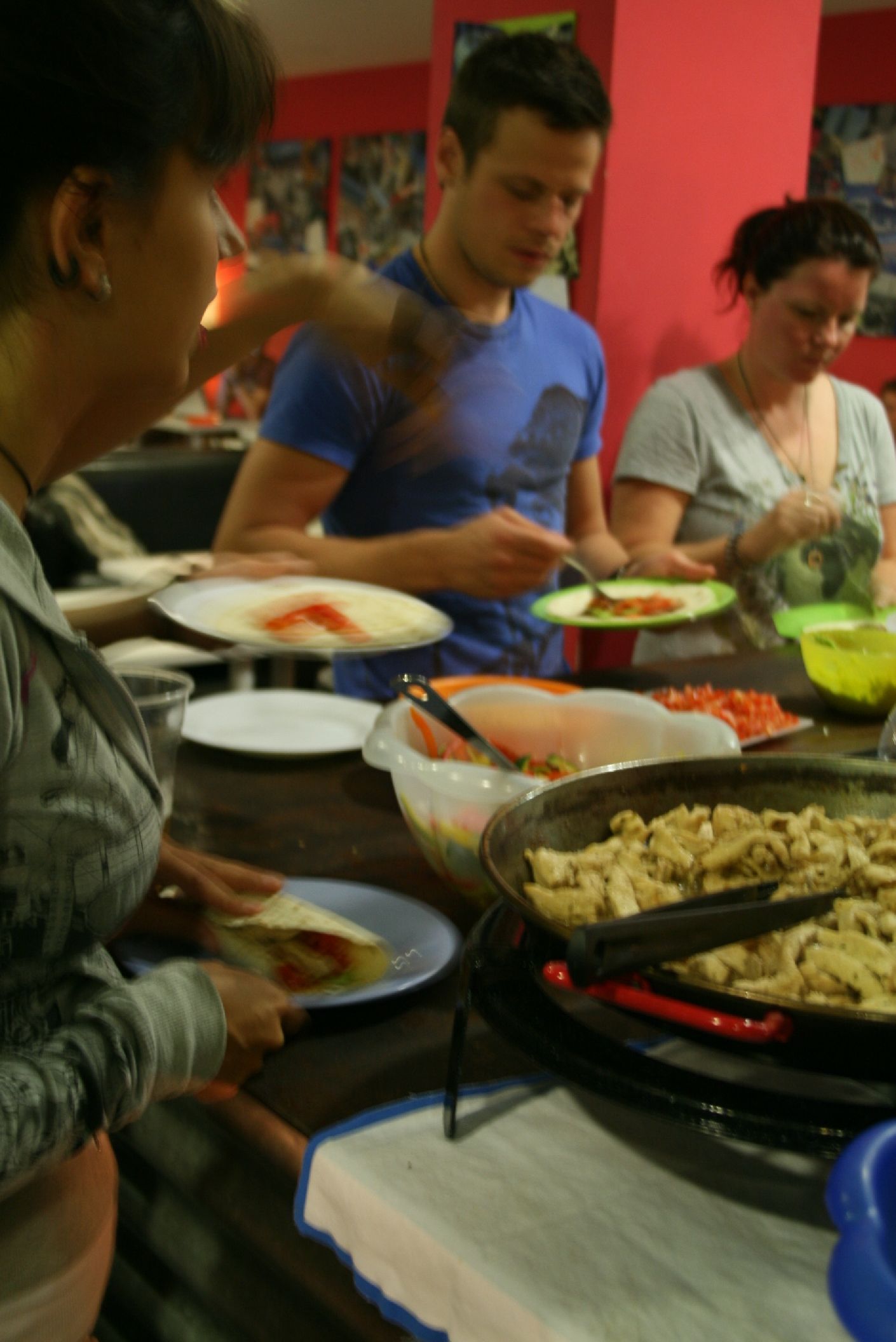 A group of guests enjoying dinner