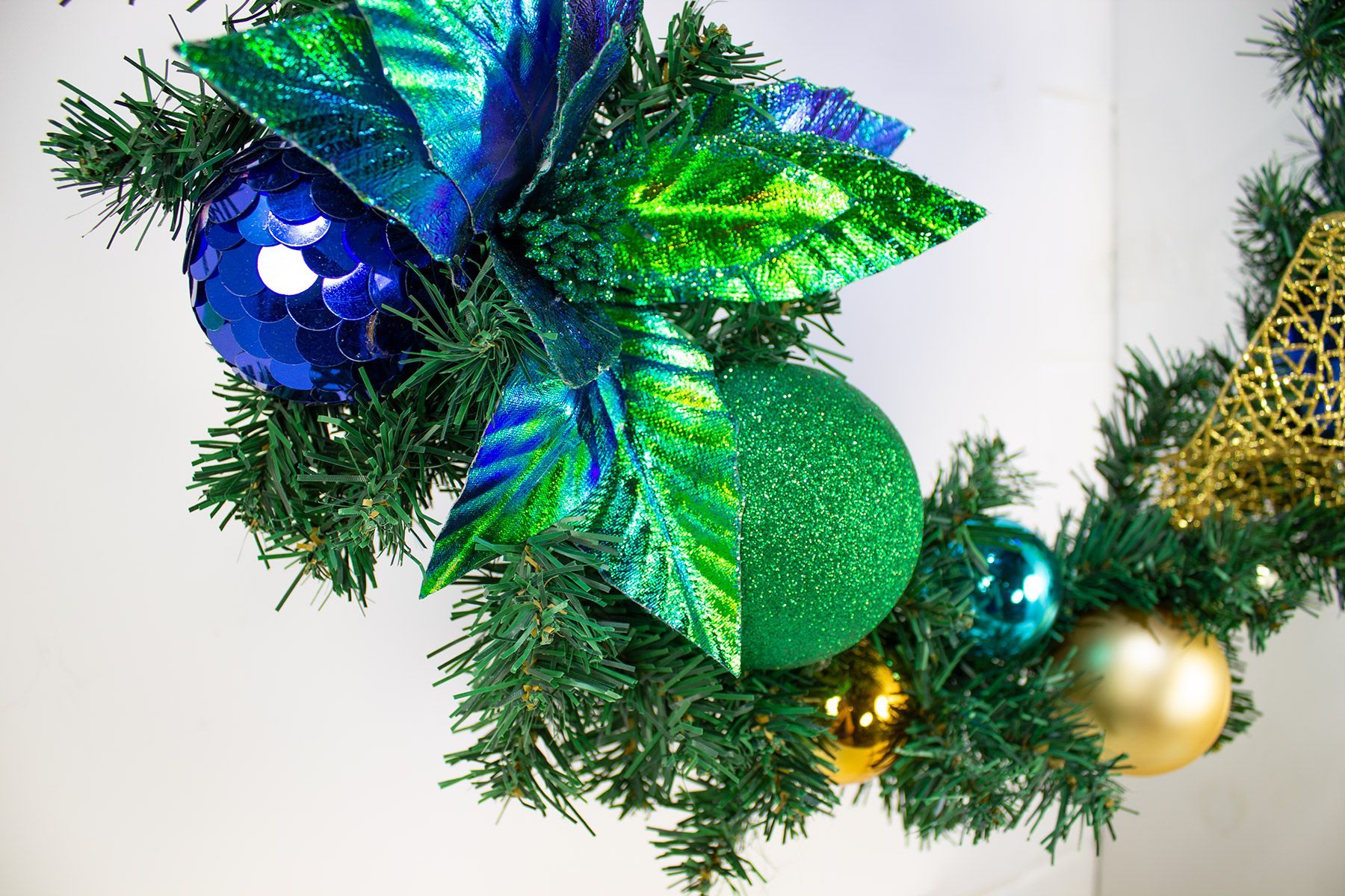 Blue and Green peacock themed Wreath