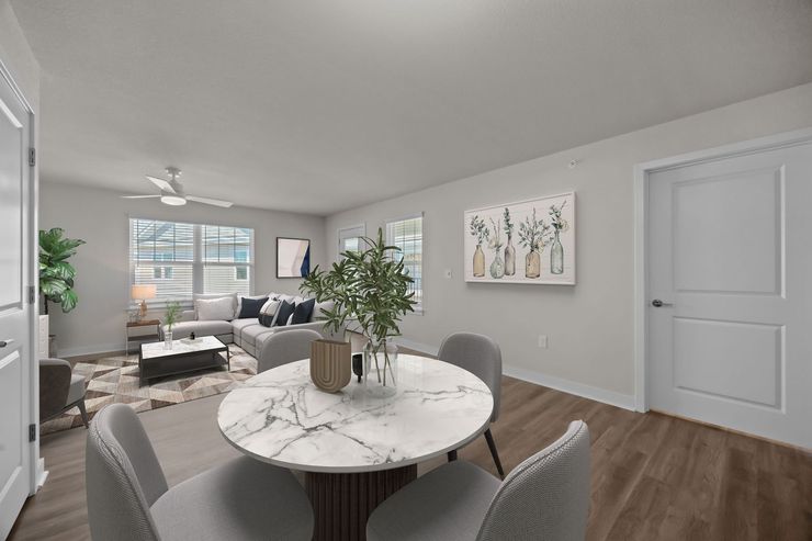 Harbor Village apartment living and dining room in Elizabeth City, NC