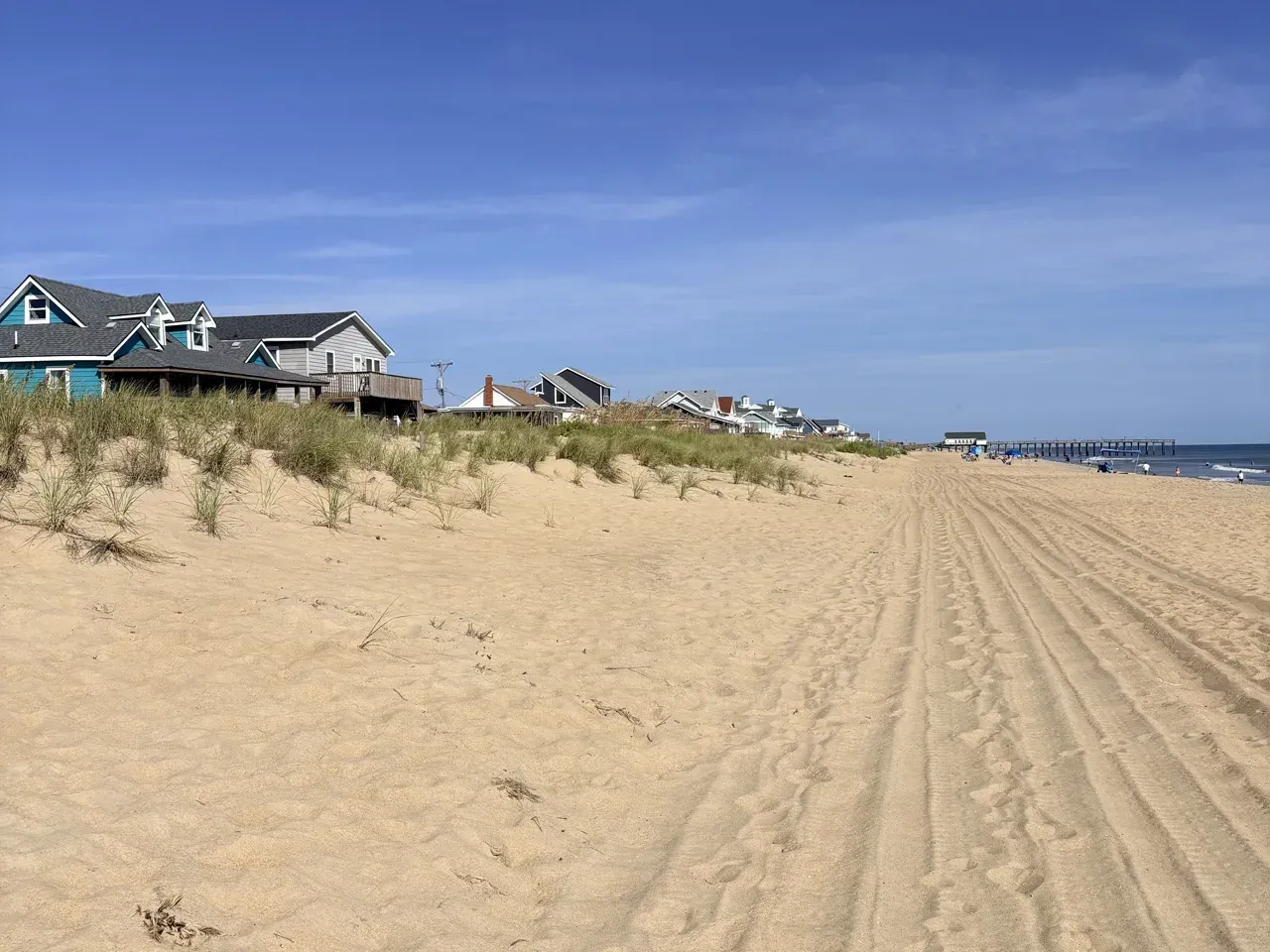 Beach and dunes in Kitty Hawk on the Outer Banks of North Carolina