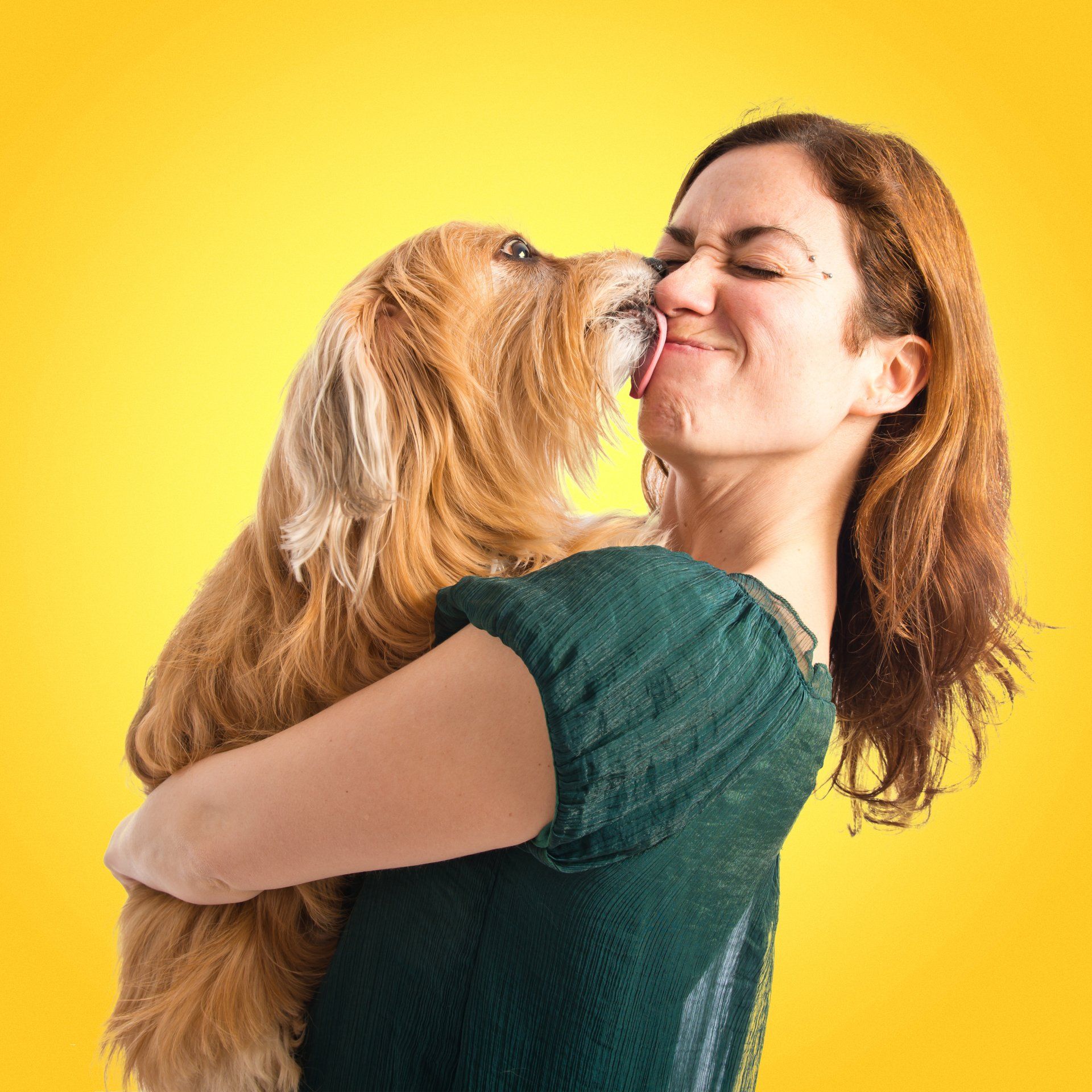 Woman hugging a dog