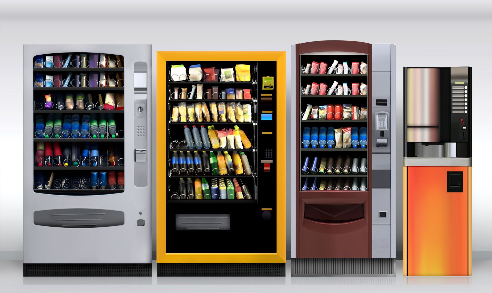 Vending machine with juice and snacks