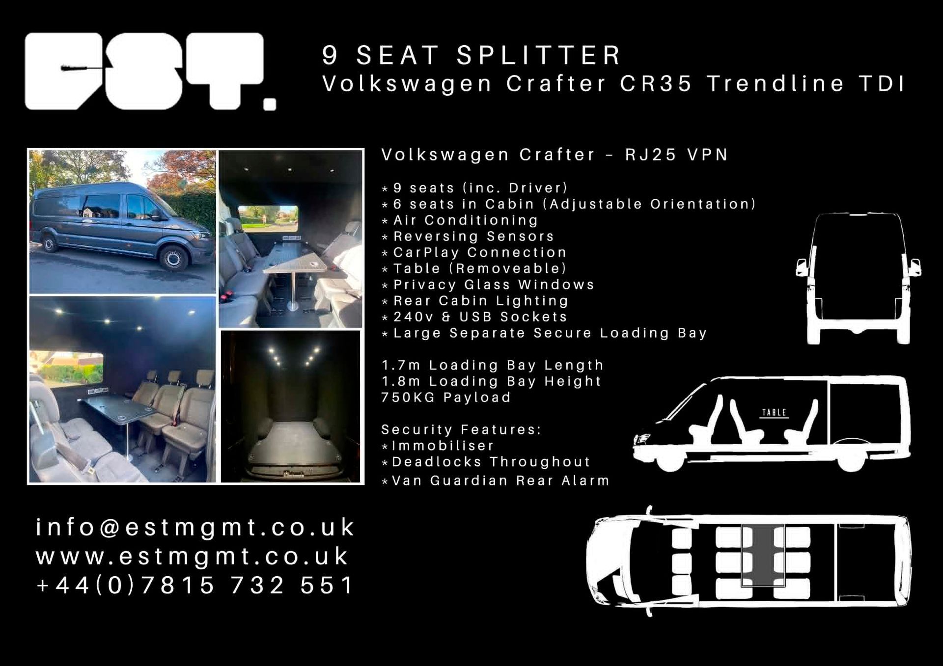 An advertisement for a seat splitter volkswagen crafter
