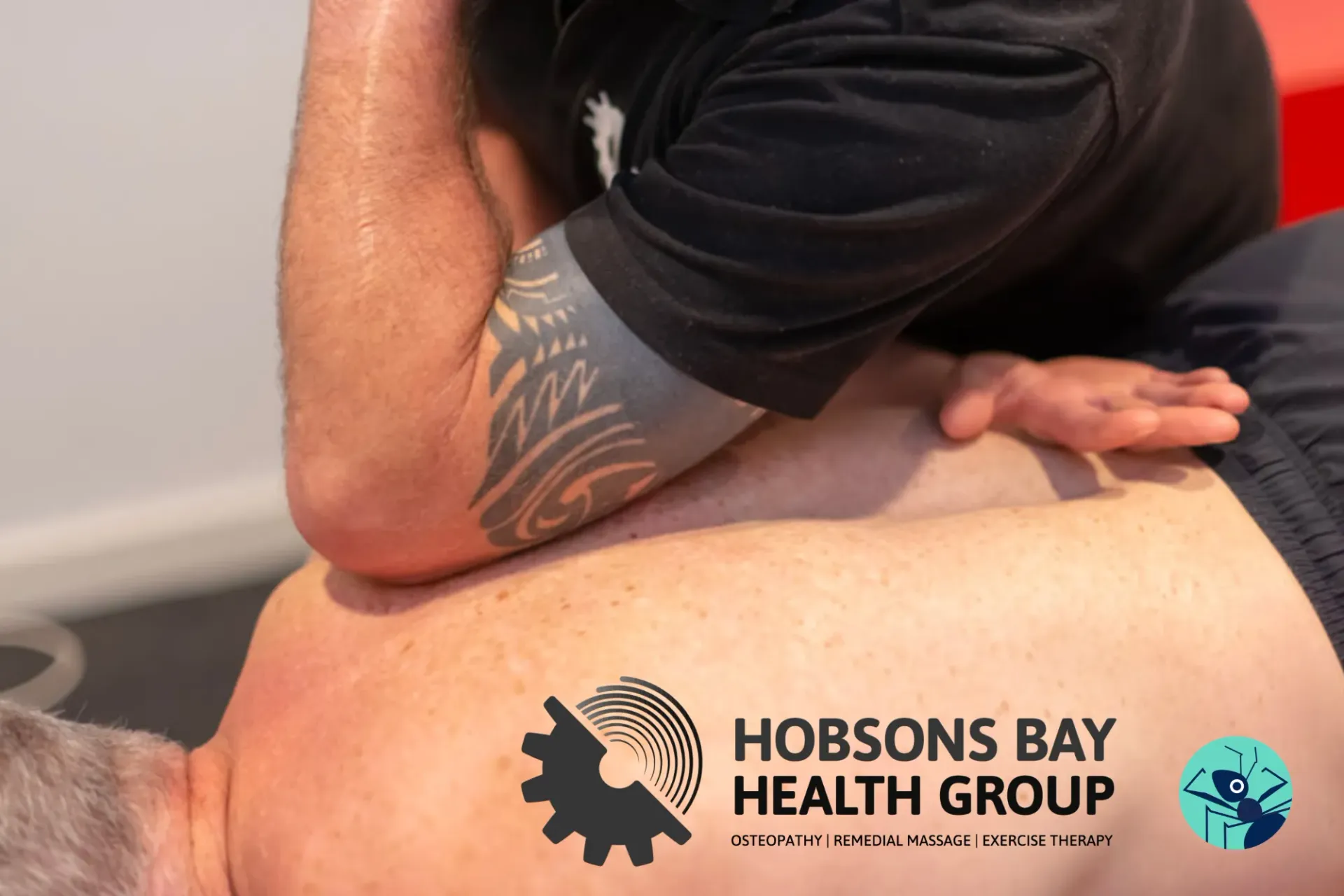 A man is getting a massage from the hobsons bay health group