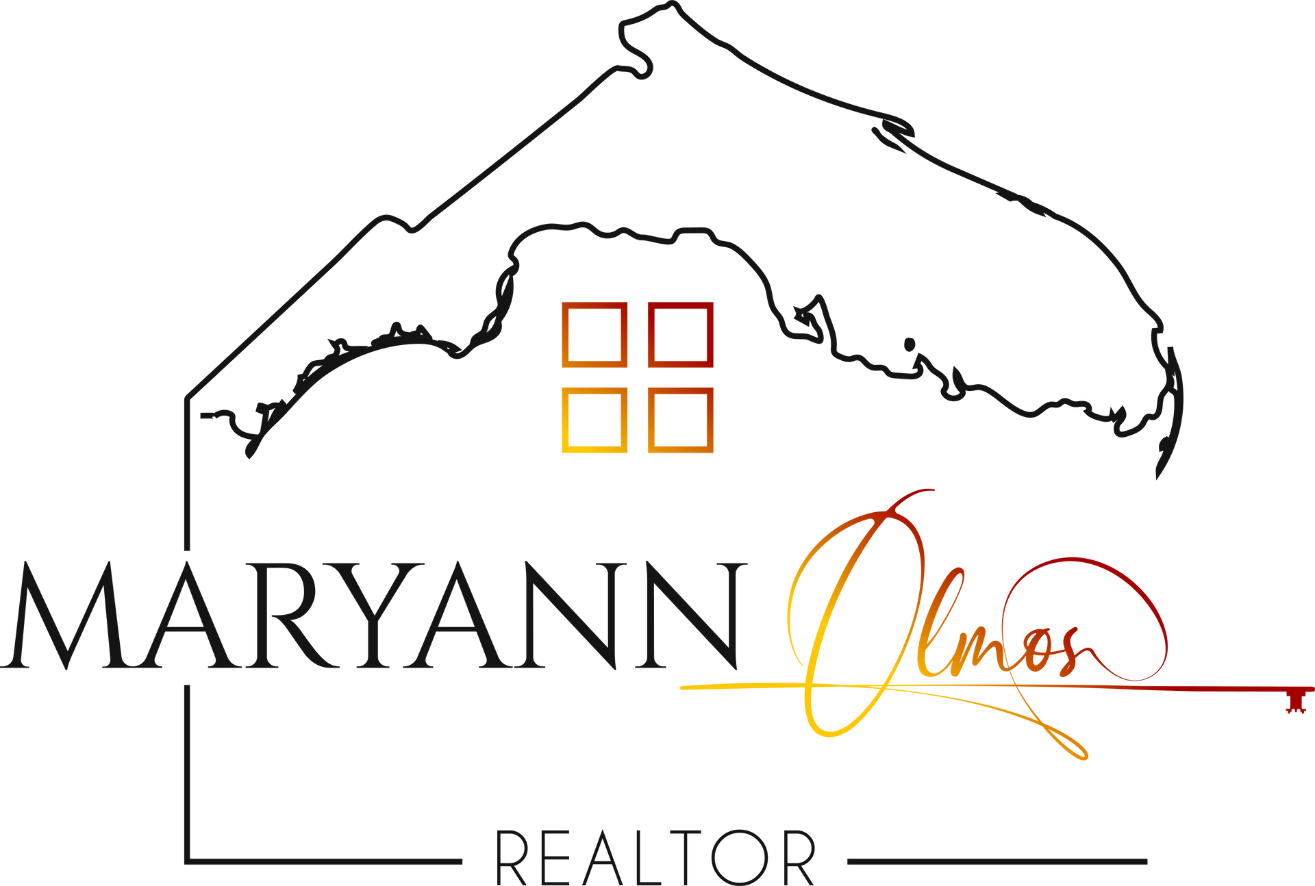 MARYANN Olson REALTOR logo with house outline and orange-red accent