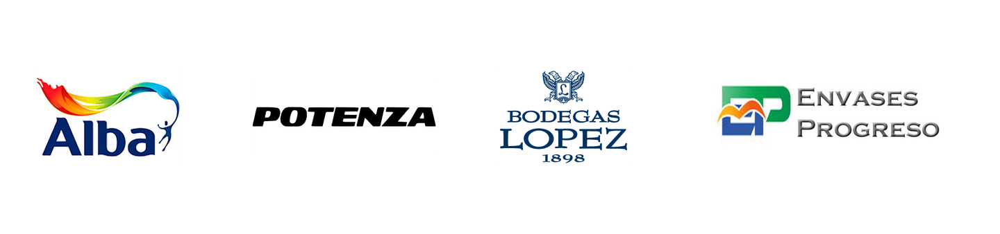 Logos of Alba, Potenza, Doncel López, and Envases del Prado on a white background