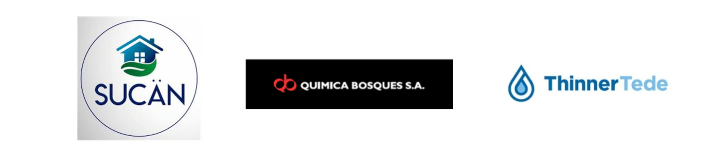 Tres logotipos de empresas sobre un fondo blanco: SUCAN, un logotipo chino y Thinner Tube con una gota de agua.