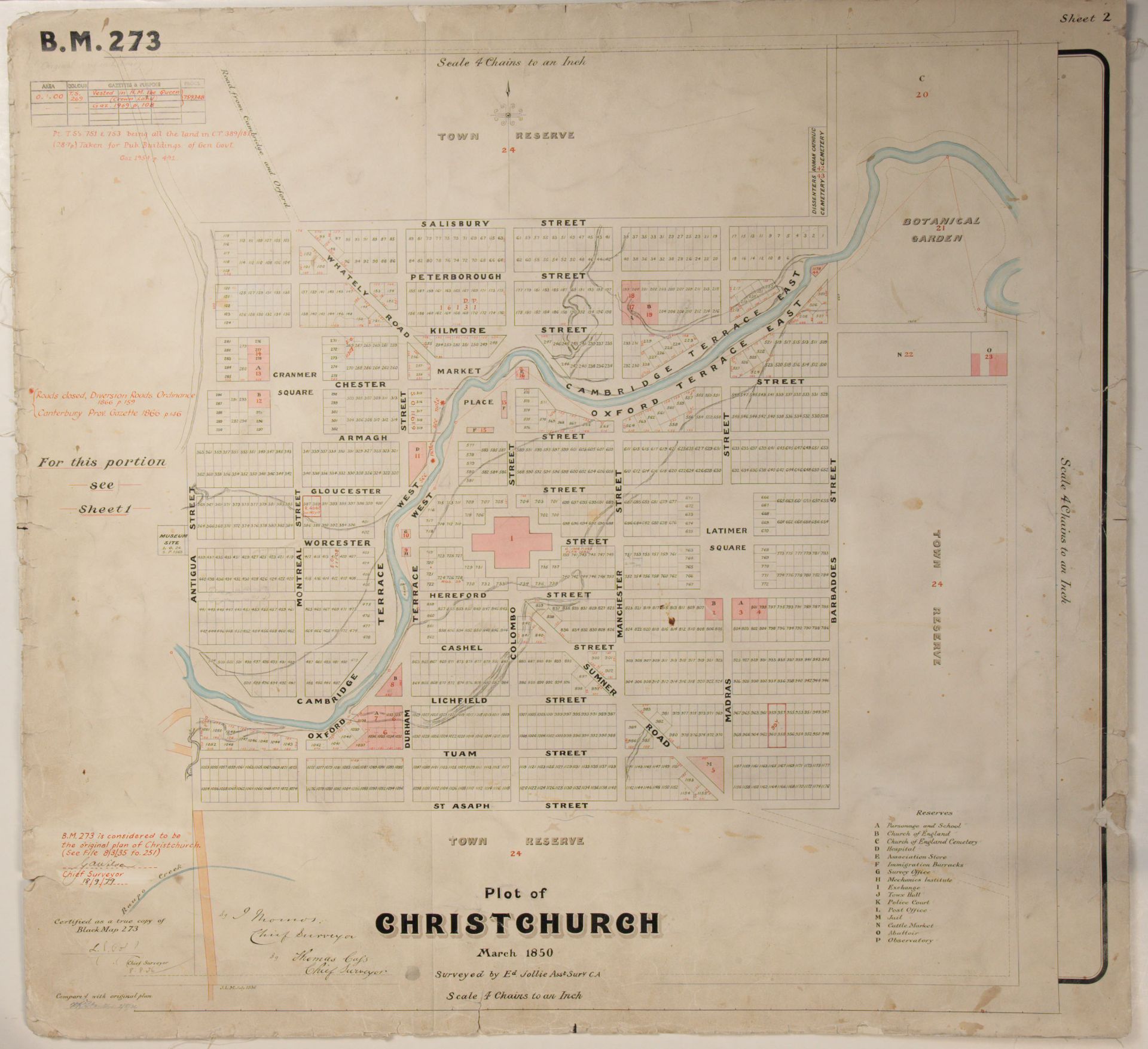 Black Map of Christchurch, 1850