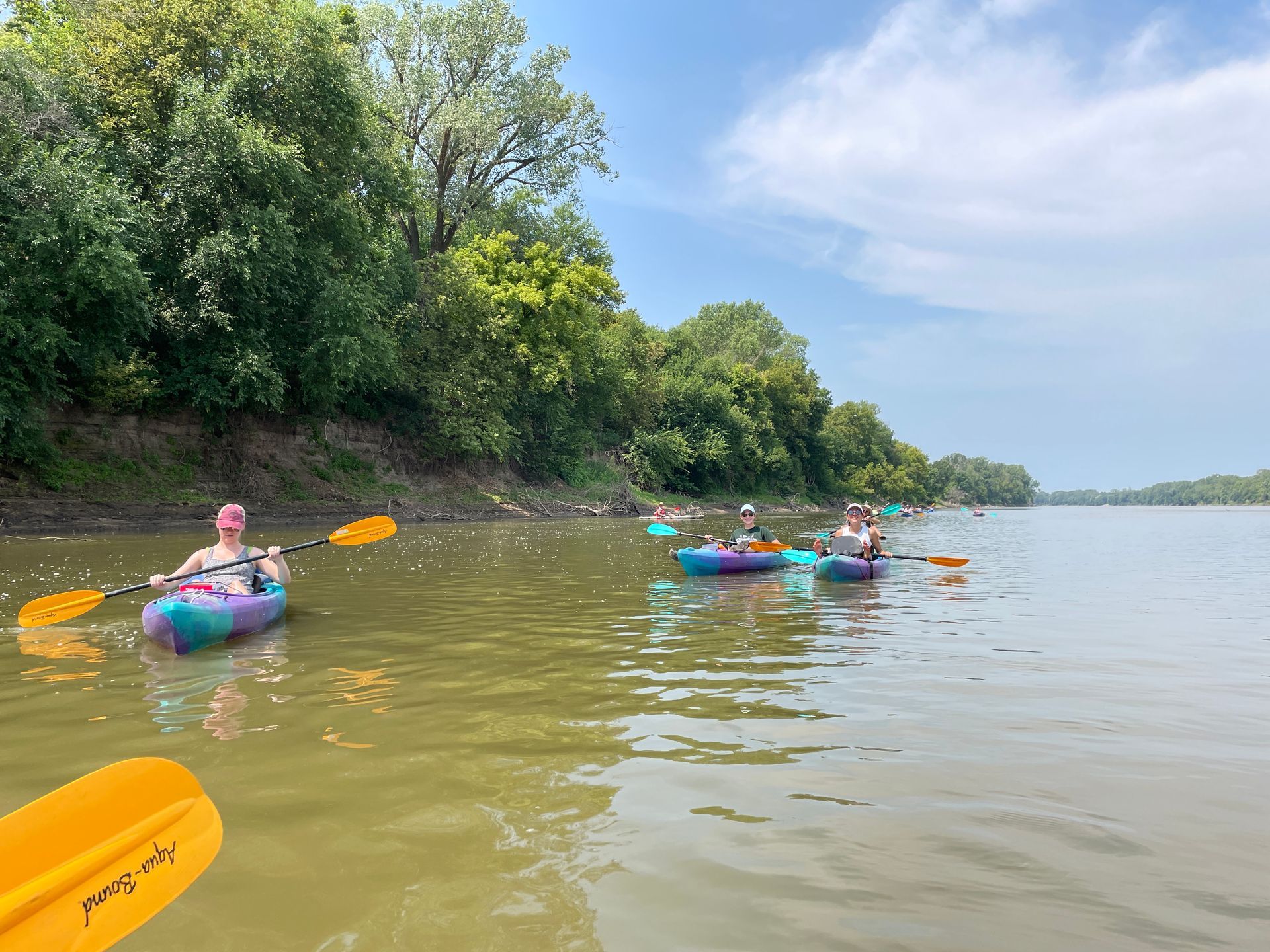 ICL employees are in their boats and floating down the river.