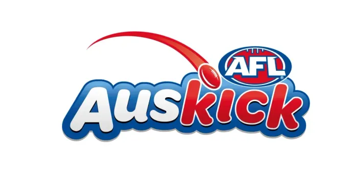 Auskick logo with a stylized football arc, the text 
