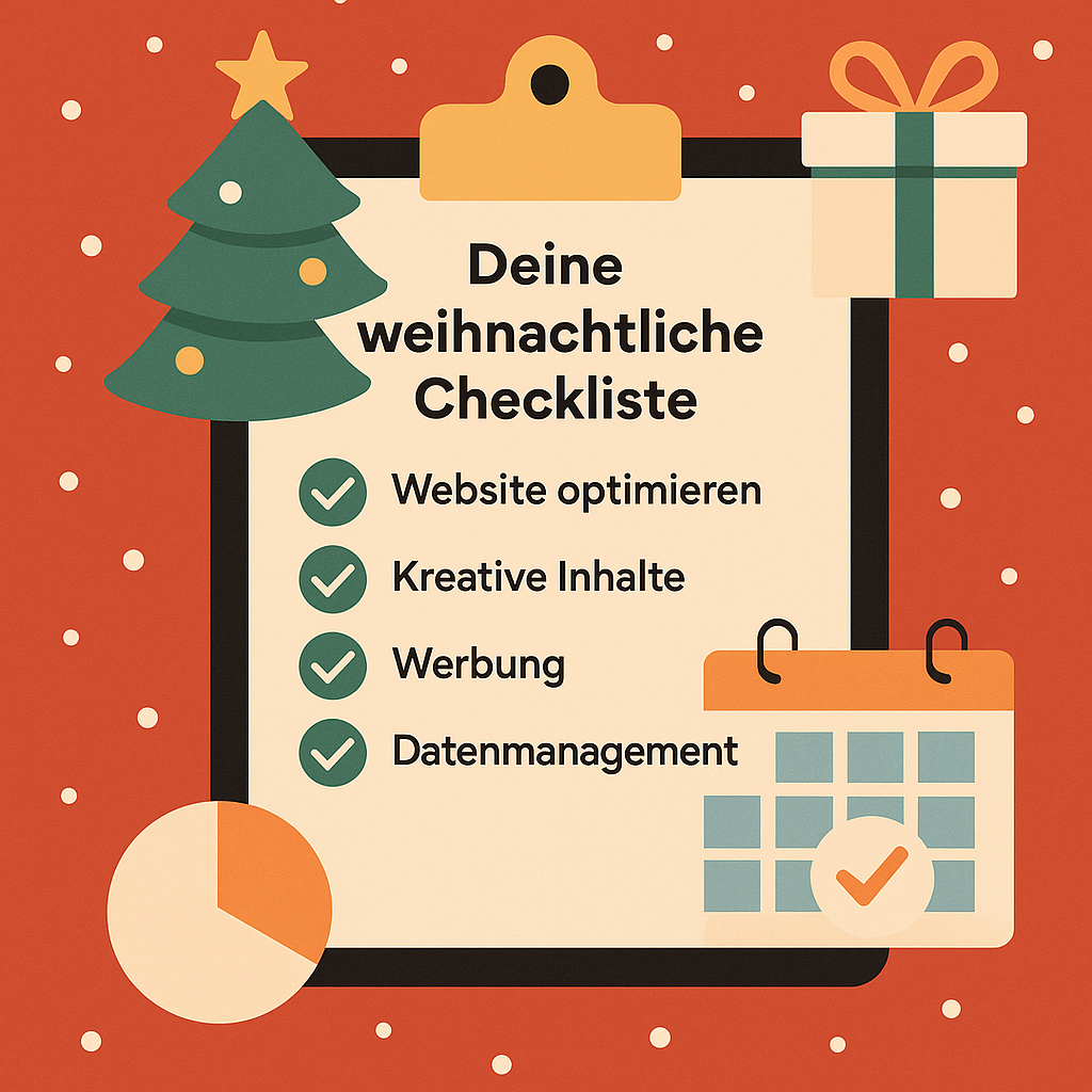Eine Weihnachtscheckliste mit verschiedenen Piktogrammen. 