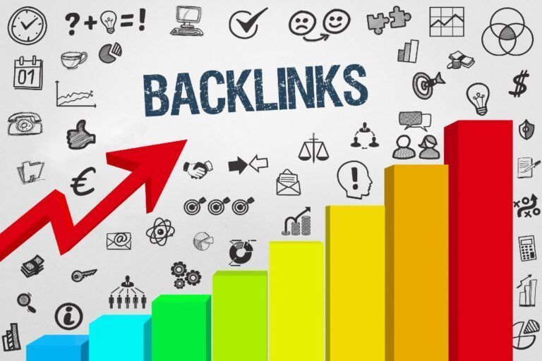 Ein buntes Diagramm mit dem Wort „Backlinks“ darauf